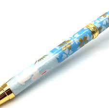The pen has a soft rubber coating, so grip is not an issue. Handmade Ballpoint Pen Mino Washi Series Ichimatsu Blue Orientalsouls Com