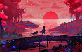 Sunset wallpapers, backgrounds, images— best sunset desktop wallpaper sort wallpapers by: Wallpaper Forest Trees Landscape Bridge Sunset Art Figure Lake Sun Man Animal Digital Art Creature Painting Art Images For Desktop Section Art Download