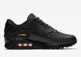 Nike Air Max 90 Black Black Amarillo Yellow Bq4685 001 Mens Trainer Size 8 13 Nike Air Max Nike Air Max 90 Black Vintage Sneakers