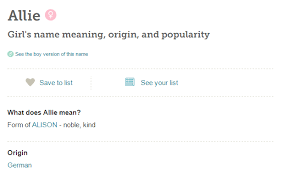 Allie Unique And Meaningful Baby Girl Names Starting With The Letter A Boy Name Meanings Names With Meaning Girl Names