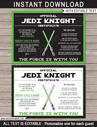 Lego store master builder event! Star Wars Jedi Certificates Star Wars Party Favors Jedi Knight