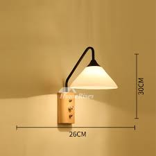 Ceiling lights, bathroom lighting, ceiling fans, table lamps Solid Wood Wall Lamp Bedside Aisle Modern Spherical Glass Lampshade Living Room Creative Background