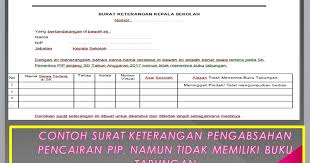 Di bawah ini merupakan contoh surat rekomendasi untuk murid melanjutkan pendidikannya dan dibuat oleh seseorang yang memiliki jabatan (misalnya kepala dekan, dosen, ketua jurusan) di universitas tersebut. Rinto Kusmiran Contoh Surat Keterangan Pengabsahan Pencairan Pip Namun Tidak Memiliki Buku Tabungan