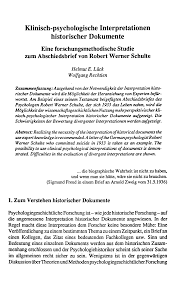 PDF) Klinisch-psychologische Interpretationen historischer Dokumente. Eine  forschungsmethodische Studie zum Abschiedsbrief von Robert Werner Schulte