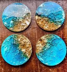 Coastline Coasters Diy Resin Crafts Diy Resin Coasters Resin Diy