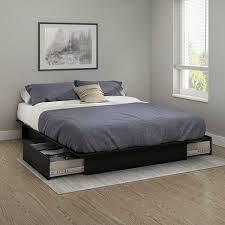 A bed frame with a drawer is a fascinating sight, and they never go out of style. Queen Platform Bed Frame With 2 Storage Drawers In Black Wood Finish Sale