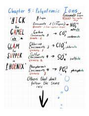 Nick asked in science & mathematics. Polyatomic Ions Nick The Camel Study Guide How To Remember Your Polyatomic Ions Nick The Camel Ate A Clam For Supper In Pheonix Underlined Letter Course Hero