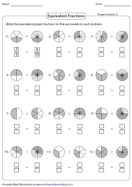 Writing Equivalent Fractions Using Pie Model Fractions Worksheets Math Fractions Worksheets Third Grade Fractions Worksheets