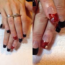 Blue gel nails on pinterest. Red Black And Silver Acrylic Nails Nail And Manicure Trends