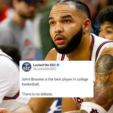 Johni Broome is the first Auburn Men's Basketball player in the last 25  seasons to have three straight games with 20 PTS and 10 REB 🔥