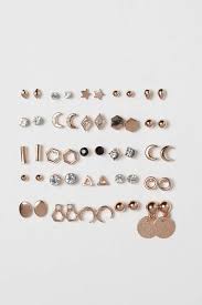 25 Pairs Stud Earrings Rose Gold Colored Ladies H M Us Beautiful Silver Earrings Spike Earrings Ear Jewelry