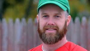 Local Red Sox fan sporting trademark beard in support of team