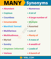 Find 315 synonyms for also and other similar words that you can use instead based on 5 separate need synonyms for also? Another Word For Many 60 Synonyms For Many With Useful Examples 7esl