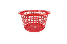 Buy Red Round Laundry Basket Plastic Storage Boxes Circular round plastic laundry linen basket bin with lid.