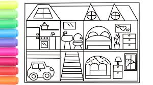 Doll house printable coloring page, free to download and print. How To Draw A House For Kids House Drawing For Kids House Coloring Pag House Drawing For Kids Drawing For Kids Paper Doll House