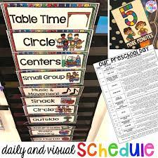 An elementary text on daily routine followed by three comprehension exercises. Preschool Daily Schedule And Visual Schedules Pocket Of Preschool