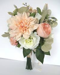 Coral and peach bouquet with a hint of mint green and light greenery. 17 Piece Wedding Bouquet Package Bridal Silk Flower Set Coral Peach Blush Sage 329 99 Picclick