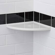 The walls are tiled with 12 x 12 inch ceramic tiles. Metro Retrofit 10 Corner Shelf Available In 7 Colors Questech