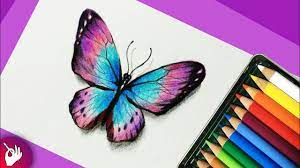 Find fun new ways to enjoy the process of creating art with toddlers and preschoolers.you can follow along with us and learn how to draw, color & design various kinds of cool things! How To Draw A Butterfly With Colored Pencils Pencil Drawing Color Pencil Sketch Butterfly Drawing Pencil Drawings Easy