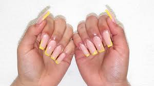 There are so many more common nail polish shades! Yellow Outline Acrylic Nails Watch Me Do My Nails Youtube