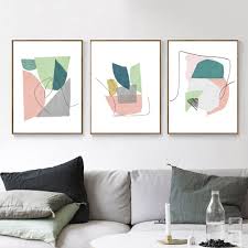 3 Wall Art Prints Scandi Poster Set Of Three Prints Geometric Etsy Pastel Wall Art Abstract Wall Art Prints