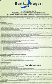 Maybe you would like to learn more about one of these? Lowongan Kerja Pt Bank Nagari Sumatera Barat 25 27 Juli 2016 Lowongan Kerja Batam 2021
