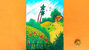 How To Draw Summer Landscape Scenery Nature Drawing For Kids Drawing Scenery Landscape Coloring A Drawing Scenery Nature Drawing Nature Drawing For Kids