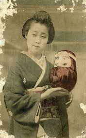 Geiko Toyoko Holding A Daruma Doll 1900 Daruma Doll Daruma Japan Art