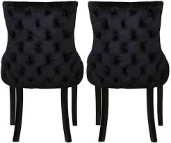 More details bernhardt damonica tufted dining side chair (each) details handcrafted dining side chair. Black Velvet Tufted Back Dining Chair Pair Cfs Furniture Uk