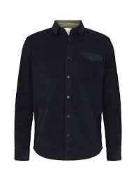Coupe droite avec des poches plaquées et boutonnées à la poitrine. Chemise Tom Tailor Velours Navy Imajeans Fr
