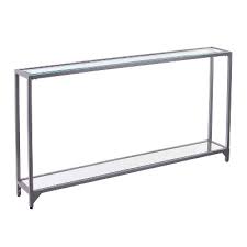 First on the list is a modern asymmetric design made of a clear glass top and silver stainless steel frame. Silver Console Sofa Entryway Tables Target