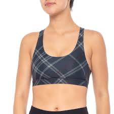 mondetta box it out 1 traditional plaid racerback bra medium impact for women