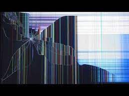 Colored stripes and cracks on a broken screen of a liquid crystal display, computer monitor or 4k monitor or tv television isolated on a white backgro colored stripes. Broken Screen Wallpaper Broken Screen Cracked Phone Screen