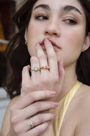 Contemporary Reddish Orange Coral & Seed Pearl Ring 9 Carat Yellow Gold