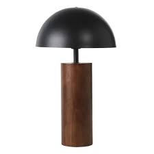 Lampe hauteur 49 metal base ronde abat jour. Lampe En Hevea Et Abat Jour En Metal Noir Nesso Maisons Du Monde