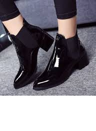 Black Ankle Boots No Heel Leather Women S Pointed Toe Low Heel Pumps Black Us 8 8 5 Label Size 40 Patent Leather Boots Low Heel Boots Low Heel Ankle Boots