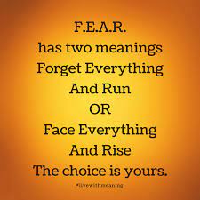 Fear is something we all have faced, and will face again. Fear Has Two Meanings Forget Everything And Run Or Face Everything And Rise The Choice Is You Good Life Quotes Face Everything And Rise Fear Has Two Meanings