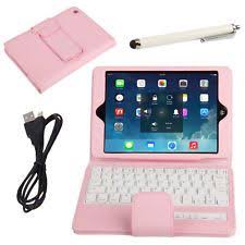 For Apple Ipad Mini Stand Leather Case Cover With Bluetooth Keyboard Pink Cable Ipad Mini Ipad Mini Accessories Ipad Mini Cases