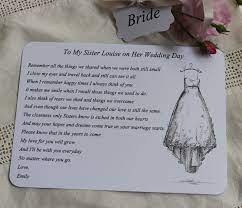 Bride Wedding Card For Sister Bride To Be Keepsake Poem Personalised Wedding Day Sister Wedding Gift Wedding Card Messages Wedding Speech