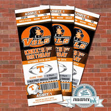 Tennessee Volunteers Vols Ticket Style Birthday Party By
