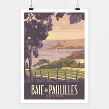Affiche Baie De Paulilles Affiches De Voyage Retro Illustration Numerique Art Mural