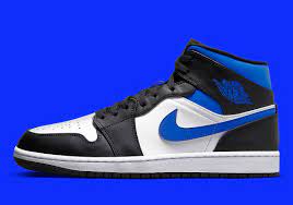 More information about air jordan 1 mid shoes including release dates, prices and more. Air Jordan 1 Mid Black White Royal 554724 140 Sneakernews Com