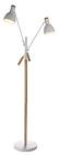 Grace 2-Light Wooden Floor Lamp, White Canvas