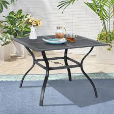 Compare click to add item backyard creations® camden square dining patio table to the compare list. Mf Studio 37 X 37 Square Outdoor Dining Table Patio Bistro Table Powder Coated Steel Frame Top Umbrella Stand Deck Outdoor Furniture Garden Table Black Walmart Com Walmart Com