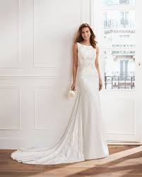Sheath Style Wedding Dress In Crepe Georgette Beaded Lace Bodice With Bateau Neckline And Train W Wedding Dresses Beaded Wedding Dress Organza Wedding Dresses