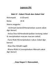 Rpp fiqih mts k13 bab zakat k13. Dokumen 1 Docx Laporan Pai Bab Iv Zakat Fitrah Dan Zakat Mal Kelompok 6 Enam Kelas Ix B Nama Anggota Achmad Zaelani Menjelaskan Syarat Zakat Dgn Course Hero