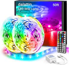 Dalattin Led Lights For Bedroom 50ft 2 Rolls Of 25ft Rgb 5050 Led Strip Lights Color Changing Kit With 44 K Led Strip Lighting Strip Lighting Led Light Strips