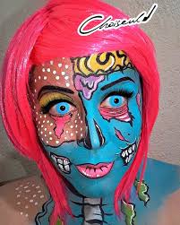 Of course we had to add glitter to our zombie. Neon Zombie Pop Art Halloween Makeup Pop Art Zombie Halloween Makeup Pop Art