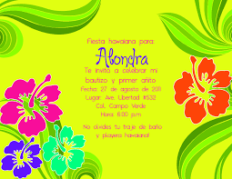 Invitacion Para Fiesta Hawaiana 1 Solo Lado Hawaiin Party Birthday Theme Handcraft