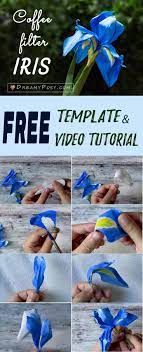 How To Make Paper Iris Flower Free Template And Full Video Paper Flowers Paper Quilling Flowers Paper Roses